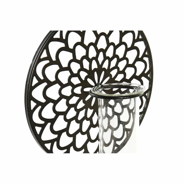 Kynttilänjalka DKD Home Decor Kristalli Musta Metalli Puu Ruskea 20 x 20 x 36 cm