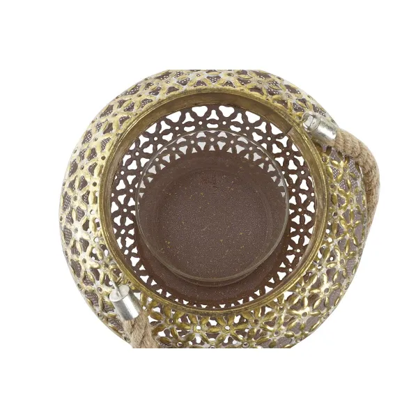 Žibintas DKD Home Decor 26,5 x 26,5 x 22 cm Sendinta apdaila Stiklas Auksinis Metalinis Arabas