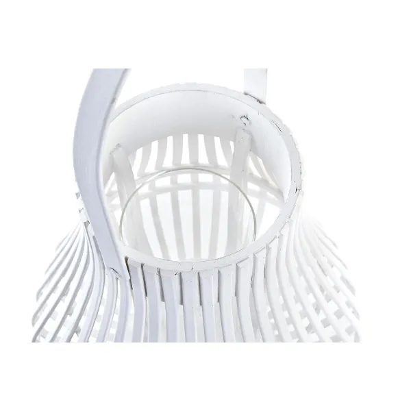 Žibintas DKD Home Decor Balta Spalvotas Metalinis Bambukas Stiklas Miesto 30 x 40 cm 29 x 29 x 34 cm