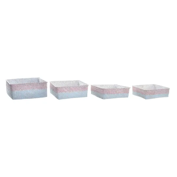 Набор корзин DKD Home Decor Натуральное волокно Средиземноморье Boho 26 x 26 x 9 cm 8,5 cm