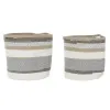 Korisetti DKD Home Decor Valkoinen Harmaa Luonnollinen Juutti (2 Kappaletta)