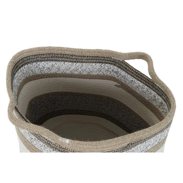 Korisetti DKD Home Decor Valkoinen Harmaa Luonnollinen Juutti (2 Kappaletta)