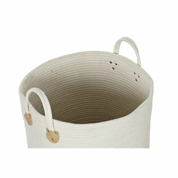 Krepšelio rinkinys DKD Home Decor Balta Natūralus Šviesiai pilka Natūralus pluoštas (2 Dalys) (2 vnt.)