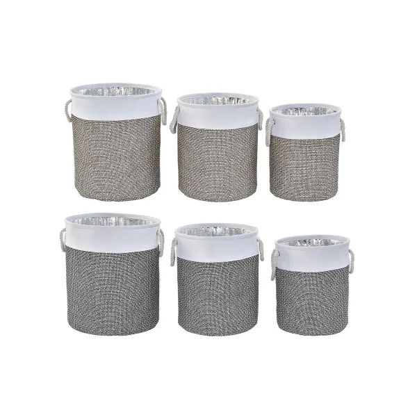 Набор корзин DKD Home Decor Белый Коричневый Серый 40 x 40 x 49 cm 4 кг 3 Предметы (2 штук)