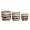 Grozs DKD Home Decor Balts Melns Sarkanbrūns Dabisks Dabīgā Šķiedra (3 Daudzums)