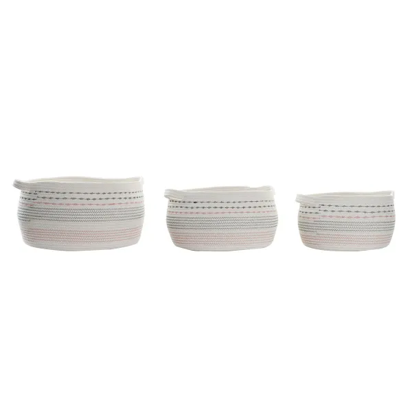 Набор корзин DKD Home Decor Белый Чёрный Оранжевый 52 x 43 x 25 cm 3 Предметы