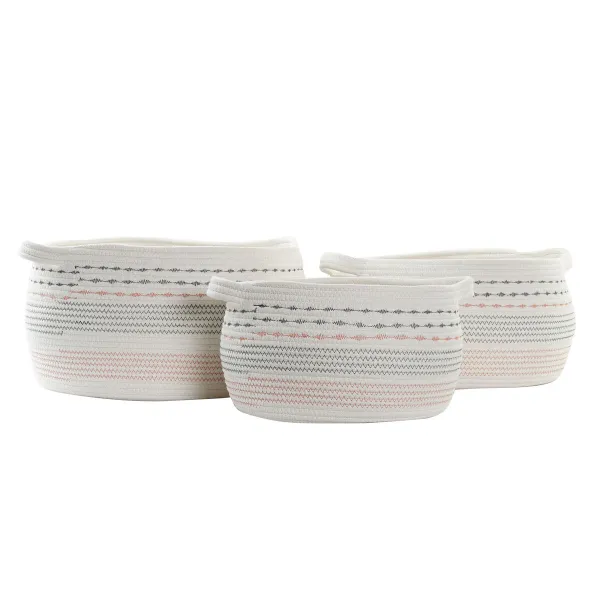 Набор корзин DKD Home Decor Белый Чёрный Оранжевый 52 x 43 x 25 cm 3 Предметы