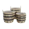Korisetti DKD Home Decor Musta Luonnollinen Luonnonkuitu (3 Kappaletta) (3 osaa)