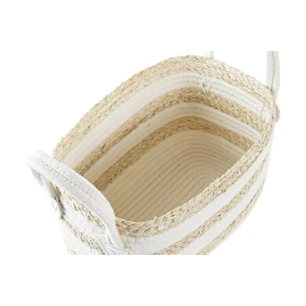 корзина DKD Home Decor Белый Бежевый Натуральное волокно 33 x 16 x 19 cm