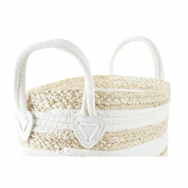корзина DKD Home Decor Белый Бежевый Натуральное волокно 33 x 16 x 19 cm