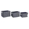 Krepšelio rinkinys DKD Home Decor Balta Tamsiai mėlyna 38 x 28 x 25 cm 3 Dalys (3 vnt.)