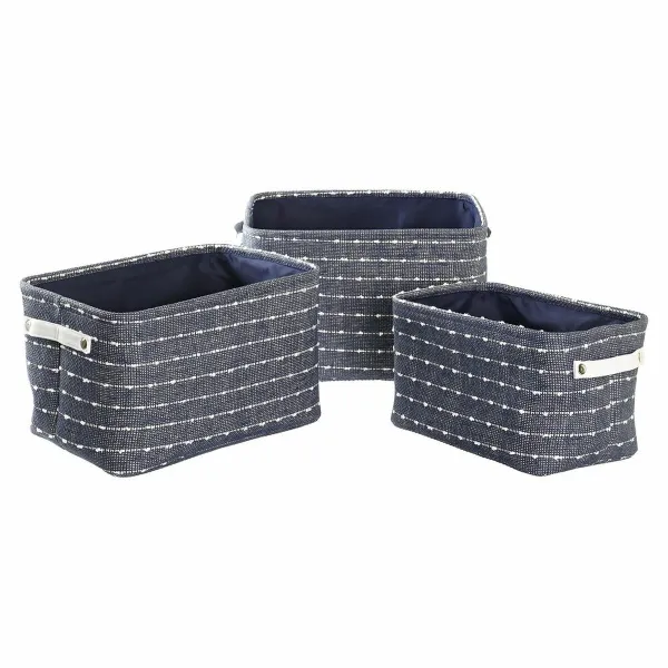Grozs DKD Home Decor Balts Tumši Zils 38 x 28 x 25 cm 3 Daudzums (3 gb.)