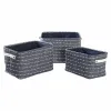 Krepšelio rinkinys DKD Home Decor Balta Tamsiai mėlyna 38 x 28 x 25 cm 3 Dalys (3 vnt.)