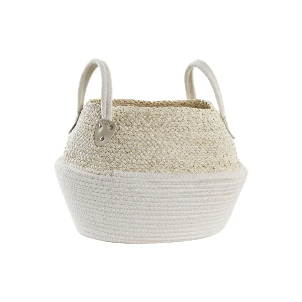 Kori DKD Home Decor Valkoinen Luonnollinen Luonnonkuitu 37 x 37 x 25 cm