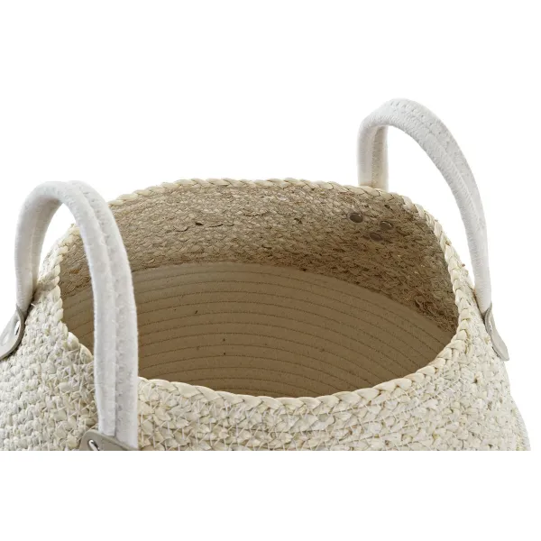 Kori DKD Home Decor Valkoinen Luonnollinen Luonnonkuitu 37 x 37 x 25 cm