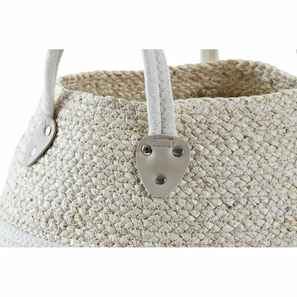 Basket DKD Home Decor White Natural Natural Fibre 37 x 37 x 25 cm