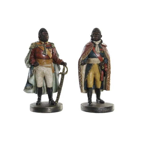 Dekoratīvās figūriņas DKD Home Decor 14 x 12,5 x 31,5 cm Brūns Daudzkrāsains Koloniāls Gorilla (2 gb.)