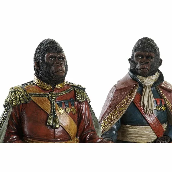 Dekoratīvās figūriņas DKD Home Decor 14 x 12,5 x 31,5 cm Brūns Daudzkrāsains Koloniāls Gorilla (2 gb.)