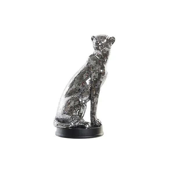 Koristehahmo DKD Home Decor Hopeinen Leopardi Hartsi (19,5 x 16 x 31,5 cm)