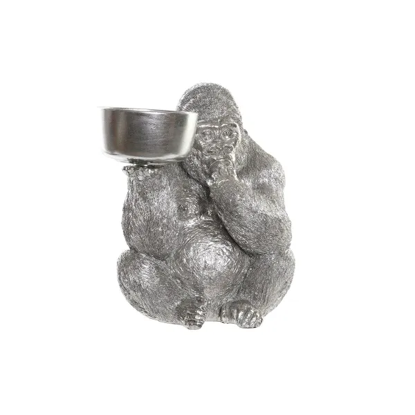 Koristehahmo DKD Home Decor Hopeinen Hartsi Gorilla (32 x 26,5 x 36 cm)