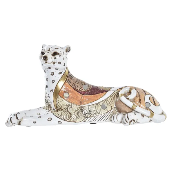 Dekoratiivkuju DKD Home Decor Valge Oranž Leopard Koloniaalne 24 x 10 x 12 cm
