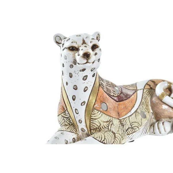 Dekoratiivkuju DKD Home Decor Valge Oranž Leopard Koloniaalne 24 x 10 x 12 cm