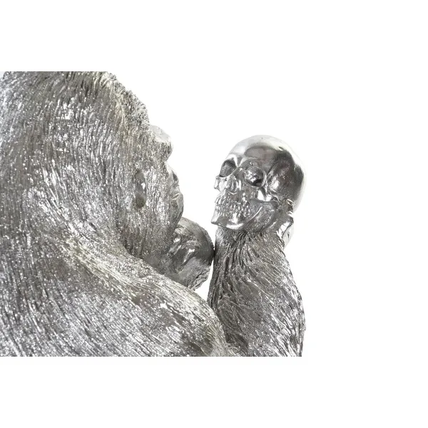 Koristehahmo DKD Home Decor Hopeinen Siirtomaatyylinen Gorilla 38,5 x 33 x 43,5 cm
