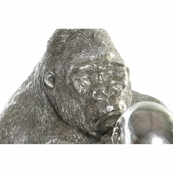 Koristehahmo DKD Home Decor Hopeinen Siirtomaatyylinen Gorilla 38,5 x 33 x 43,5 cm