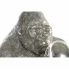 Koristehahmo DKD Home Decor Hopeinen Siirtomaatyylinen Gorilla 38,5 x 33 x 43,5 cm