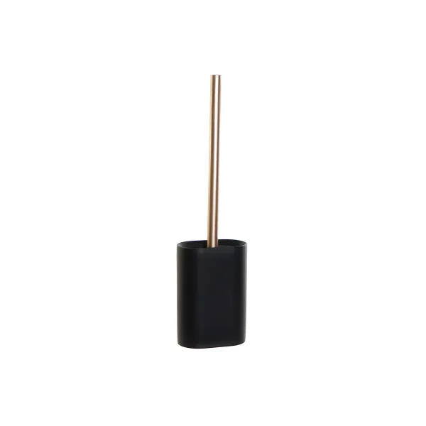 Tualeto šepetys DKD Home Decor Juoda Auksinis Derva 10 x 6 x 40 cm