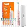 Sonic toothbrush with tips set, holder and case D2 (pink)