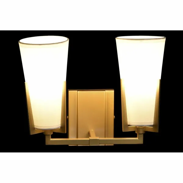 Sieninė lempa DKD Home Decor Stiklas Auksinis Metalinis Poliesteris Balta (30 x 18 x 23 cm)