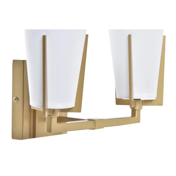 Sieninė lempa DKD Home Decor Stiklas Auksinis Metalinis Poliesteris Balta (30 x 18 x 23 cm)