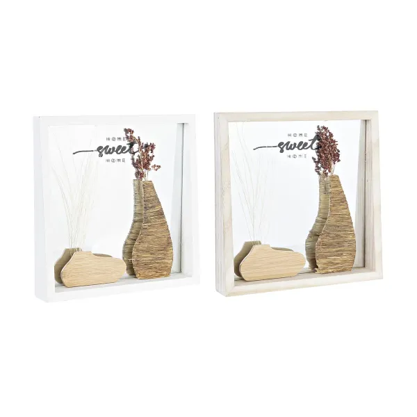 Настенное зеркало DKD Home Decor Белый Натуральный Cottage 25 x 4 x 25 cm (2 штук)