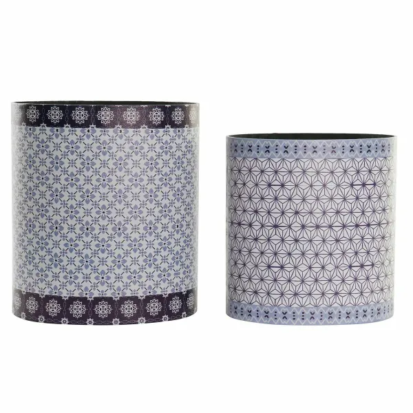 Мусорное ведро DKD Home Decor Синий Белый Деревянный Полотно Vintage