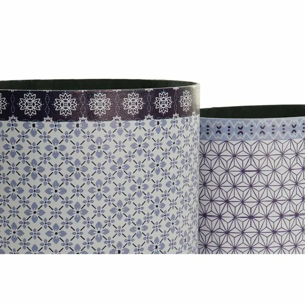 Atkritumu tvertne DKD Home Decor Zils Balts Koks Canvas Vintage