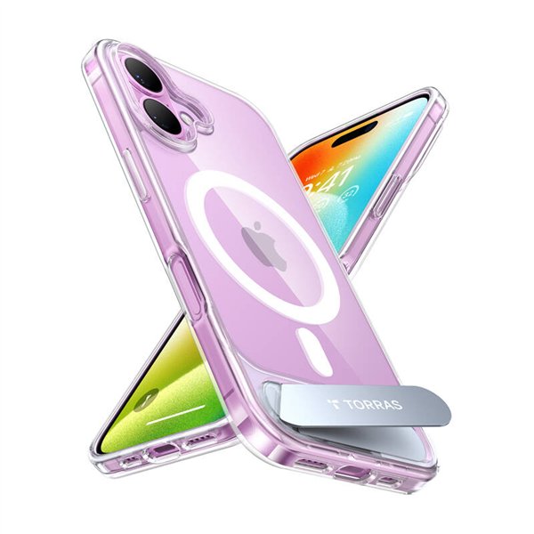 Torras Pstand Series Case for iPhone 16 (Transparent)