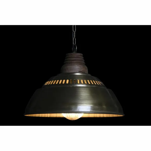 Kattolamppu DKD Home Decor Ruskea Kullattu Rauta Mangopuu 50 W 43 x 43 x 31 cm