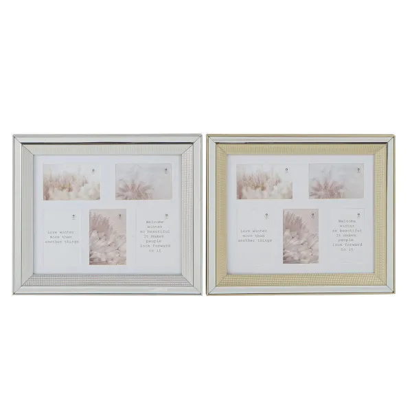 Nuotraukų rėmelis DKD Home Decor Auksinis Sidabras Aliuminis Stiklas polistirenas Tradicinis 47 x 2 x 40 cm (2 vnt.)