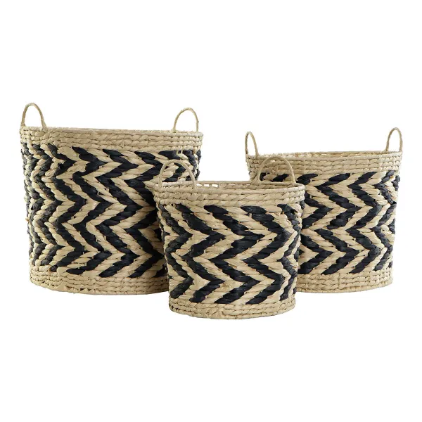 Grozs DKD Home Decor Melns Gaiši brūns Dabīgā Šķiedra (3 Daudzums) (3 gb.)