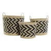 Набор корзин DKD Home Decor Чёрный Светло-коричневый Натуральное волокно (3 Предметы) (3 штук)