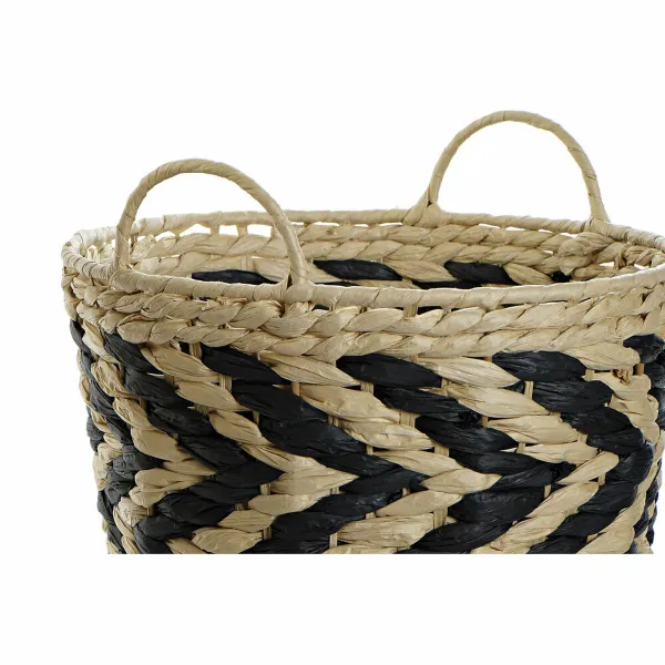 Grozs DKD Home Decor Melns Gaiši brūns Dabīgā Šķiedra (3 Daudzums) (3 gb.)