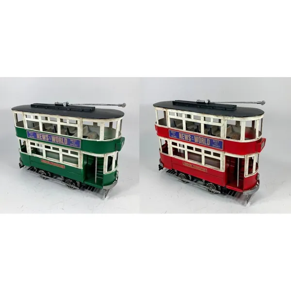 Decorative Figure DKD Home Decor Red Green Train Vintage 28 x 9 x 20 cm (2 Units)