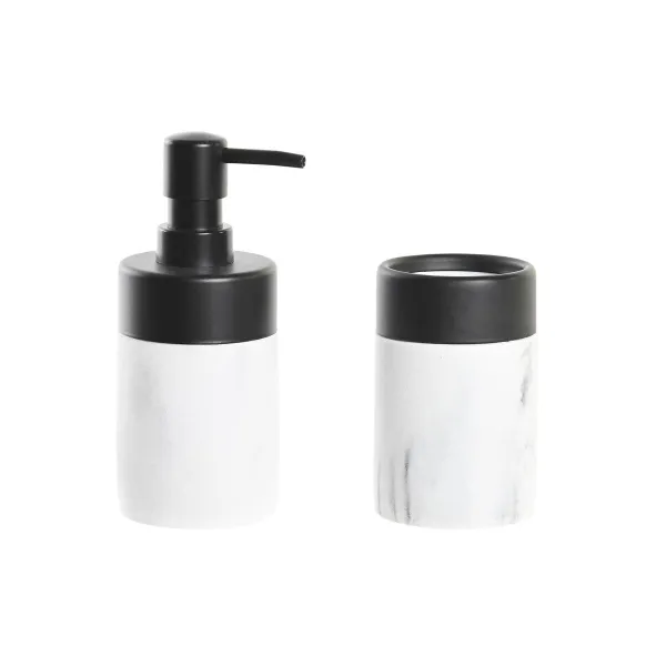 Dušas Komplekts DKD Home Decor Balts Melns Balts/Melns Metāls Sveķi Moderns 7,2 x 7,2 x 16,4 cm
