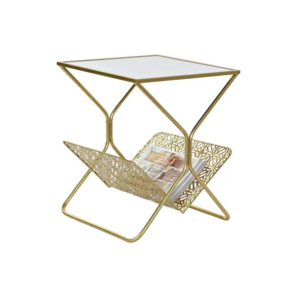 Полка для журналов DKD Home Decor Позолоченный Металл Зеркало 45 x 45 x 55 cm