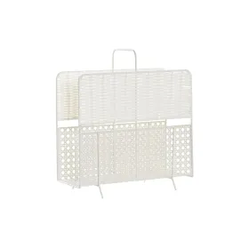 Полка для журналов DKD Home Decor Белый Натуральный Металл плетеный Boho 36,5 x 15 x 41 cm