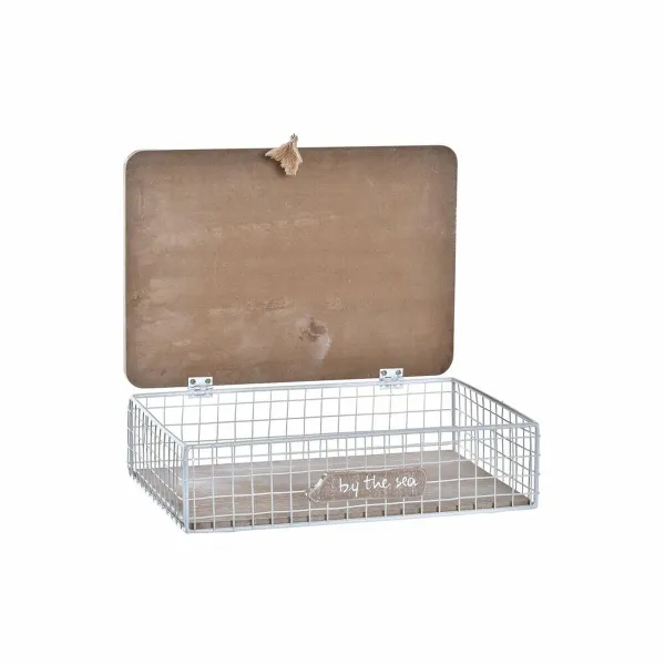 Dekoratīvs skapītis DKD Home Decor Balts Brūns Koks Metāls Spirāles Vidusjūra
