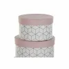 Setti pinottavia järjestelylaatikoita DKD Home Decor Pyöreä Pinkki Kartonki