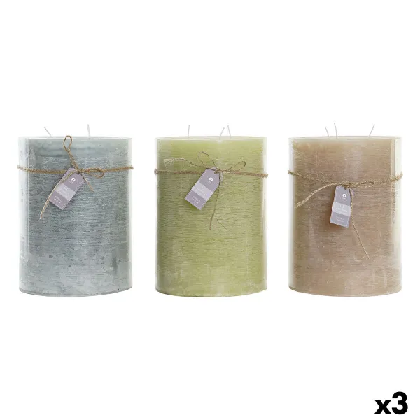 Candle DKD Home Decor Blue Brown Green 14,5 x 14,5 x 20 cm Vanilla Wax (3 Units)
