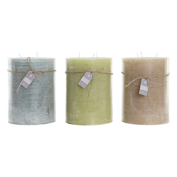 Žvakė DKD Home Decor Mėlyna Ruda Žalia 14,5 x 14,5 x 20 cm Vanilė Vaškas (3 vnt.)